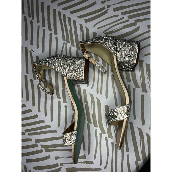 Betsey Johnson SB-Mari Champagne Rhinestone Ankle Strap Sandals - Picture 5 of 6